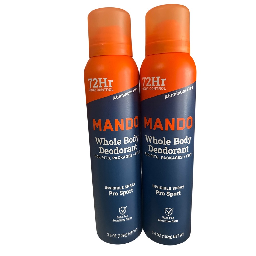 Mando Whole Body Deodorant Invisible Spray Pro Sport 3.6oz 2 Pack Aluminum Free